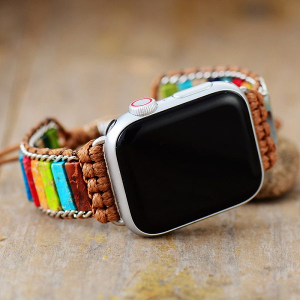 in 7-color emperor stone hand-woven apple smart watch strap bracelet jewelry