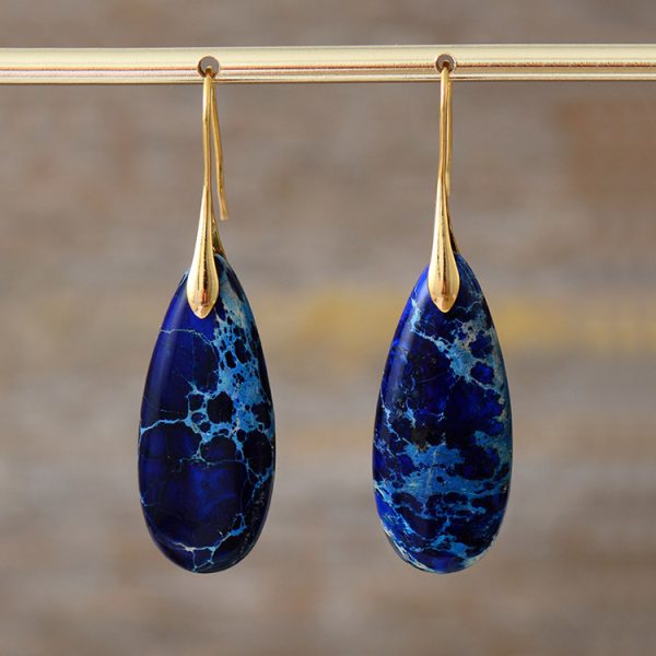 New Bohemian imperial stone geometric pendant earrings, popular natural stone jewelry in Europe and America.