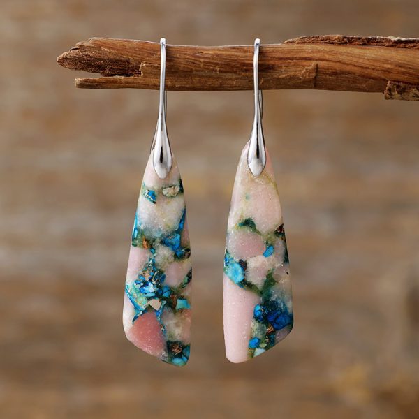 New Bohemian imperial stone geometric pendant earrings, popular natural stone jewelry in Europe and America.