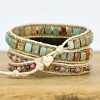natural stone strap 3 layers wrapped Apple Watch with stone beads woven strap bracelet