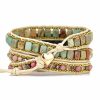 natural stone strap 3 layers wrapped Apple Watch with stone beads woven strap bracelet