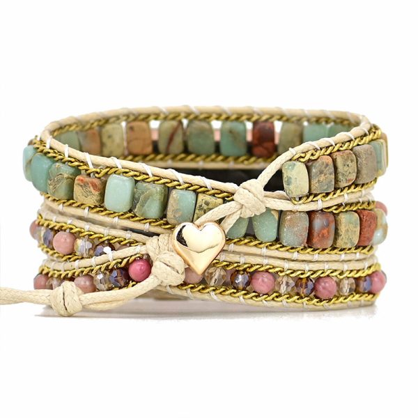 natural stone strap 3 layers wrapped Apple Watch with stone beads woven strap bracelet