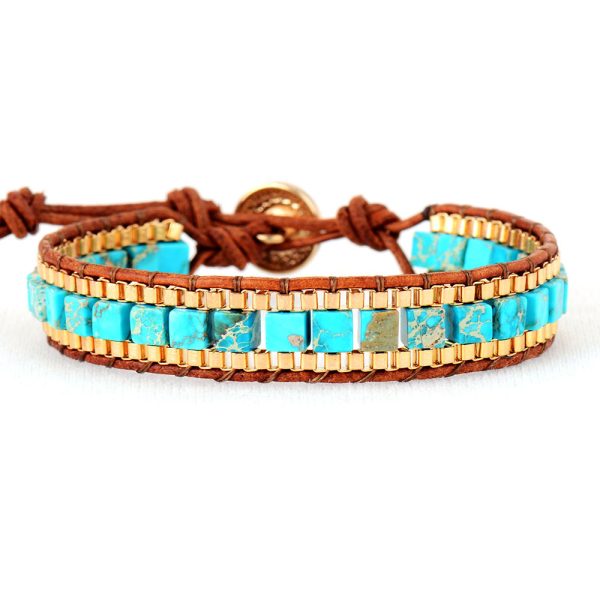 New Natural Emperor Stone Chain Hand Woven Bracelet Made of European and American Leather