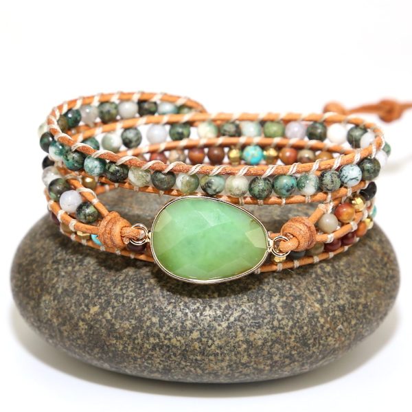 Retro Australian Jade Jewelry Woven Multi-layer Bracelet Beaded Natural Stone Bracelet for Men and Women