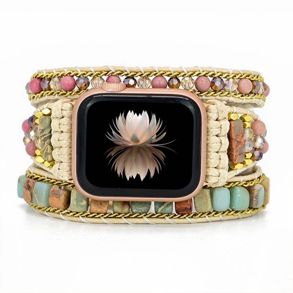 natural stone strap 3 layers wrapped Apple Watch with stone beads woven strap bracelet