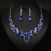 Cross-border e-commerce hot sale European and American fashion crystal necklace earrings set bridal wedding jewelry women's jewelry wholesale