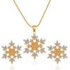 3pcs Snowflake Necklace Set With Rhinestones Earrings And Clavicle Chain Pendant Necklace Valentine's Day Gift