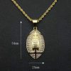 316L stainless steel gym jewelry Gold plated men rugby ball necklace