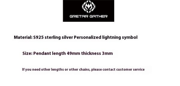 S925 Lightning Lightning Pendant For Men Hip Hop Necklace