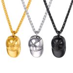 Black Stainless Steel Cap Unique Pendant Necklace Men