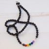 Men charm Necklace Black Lava