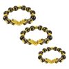 Men Lucky Black Pixiu Gold Obsidian Bracelet