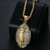 316L stainless steel gym jewelry Gold plated men rugby ball necklace