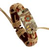 Leather Bracelet Leather Bracelet Men and Women Jewelry Heat Transfer Peace Sign Bracelet