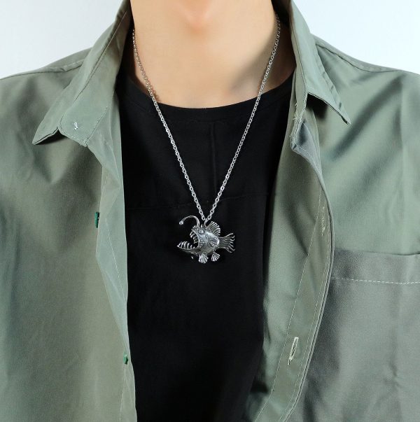 Street Hip Hop Classic Vintage Men Stainless Steel Fish Necklace