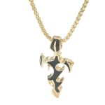 Drop Oil Cross Flame Necklace Fashionable Men