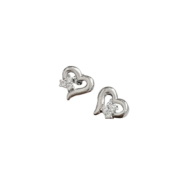 S925 Sterling Silver Tiny Heart Zircon Stud Earrings