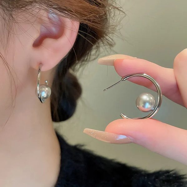 Pearl Hoop Women's Vintage Earrings