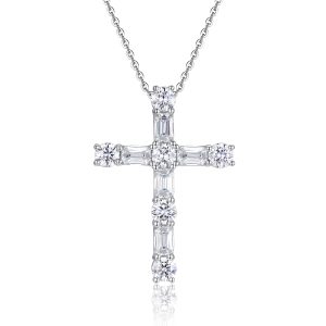 The Light Of Faith - A Fashionable And Trendy Necklace Pendant Set With Top-quality Moissanite S925 And Silver Plated With Platinum Can Be Tested With A Diamond Pen