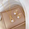 cfc2b4a3-540b-4bb4-9e7b-a387d1764356.jpg Womens Light-Luxury Cross-Design Diamond-Encrusted Pearl Necklace Set