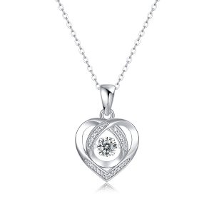 With You In My Heart - A Fashionable And Trendy Necklace Pendant Set With Top-quality Moissanite S925, Silver And Platinum-plated, Can Be Tested With A Diamond Pen