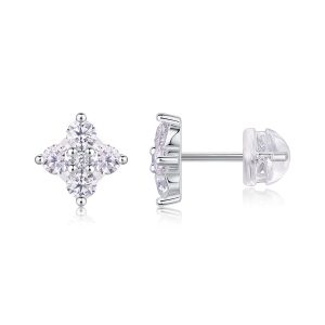Sweetheart French - Earrings Set With Top-quality Moissanite S925, Silver And Platinum-plated Stud Earrings, A Fashionable And Trendy Accessory That Can Be Tested With A Diamond Pen