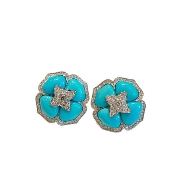 Turquoise-look Stud Earrings Made Of Copper
