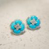 Turquoise-look Stud Earrings Made Of Copper