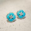 Turquoise-look Stud Earrings Made Of Copper