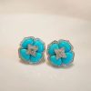 Turquoise-look Stud Earrings Made Of Copper
